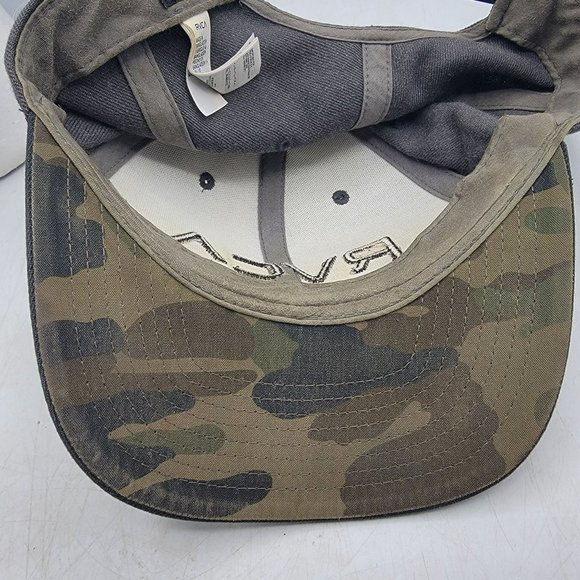 RVCA Mid Fit Gray Hat Adjustable Camo Brim Casual Outdoors Work Wear - Picture 9 of 9